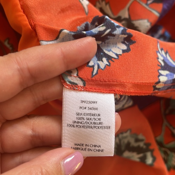 Derek Lam 10 Crosby; one-shoulder 100% silk orange floral dress NWT; size 6 - Picture 10 of 10